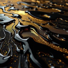 black and golden oil paint dripping on a black background