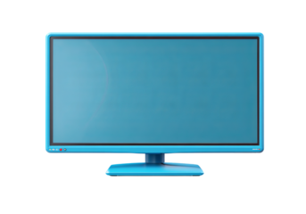 Blue computer monitor with blank screen isolated on a transparent background