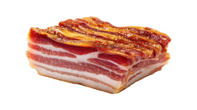 Cured carbonara pork isolated on a white background