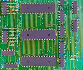 Closeup of electronic circuit board