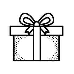 Simple line art gift box with ribbon and bow