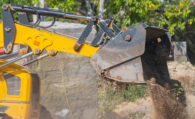Yellow bulldozer at a construction site