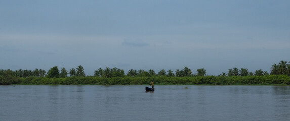 Grand-Popo, Benin, October 31, 2023 : beautiful view of the Mono River