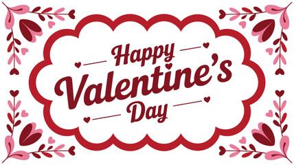 Vector art of happy valentines day greeting card with floral frame