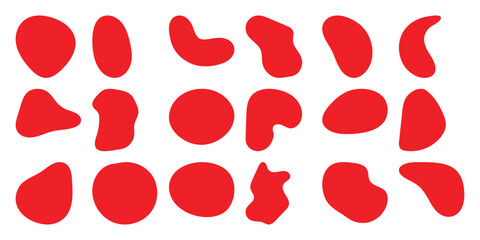 Collection of Red Organic Shapes and Blobs on White Background