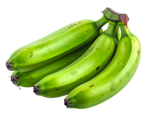 Unripe Green Banana Bunch: A bunch of vibrant green bananas, perfect for culinary exploration. Close-up shot of freshness and the potential for flavorful dishes. 