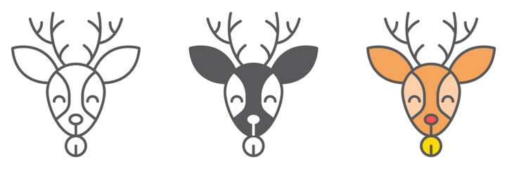 Christmas deer icon, christmas and moose, reindeer sign, vector graphics, a linear pattern on a white background. editable stroke