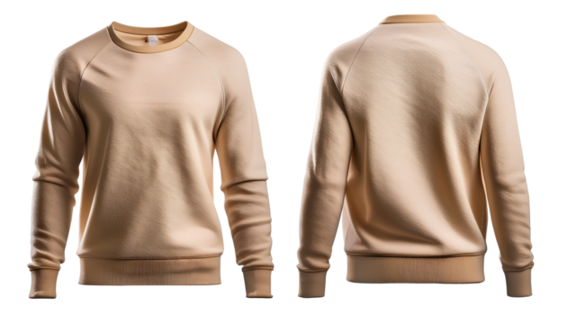 Beige T-Shirts Front and Back View – Apparel Mockup on plain surface, Unisex Beige T-Shirts – Front and Back Mockup