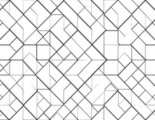 A geometric pattern composed of interlocking, angled black lines creating a tessellated surface. The white background provides a clean contrast