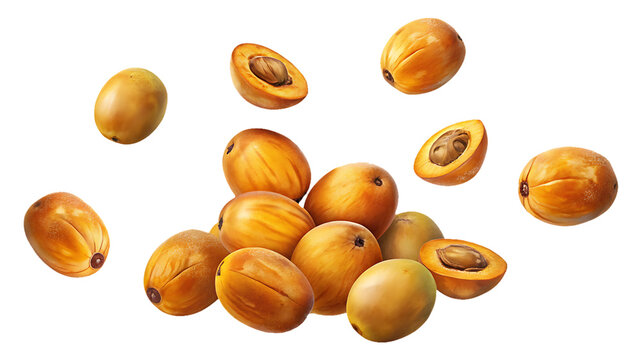 A Vibrant Still Life of Fresh Yellow Mombin Fruit Displayed on White