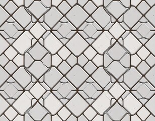 Fototapeta premium A geometric pattern of interconnected shapes, with squares and diamond-like elements, creates a repeated design in neutral tones. The layout offers visual rhythm and structure