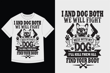 Aggressive Dog Protection T-Shirt Graphic with French Bulldog, Guns, and Typography