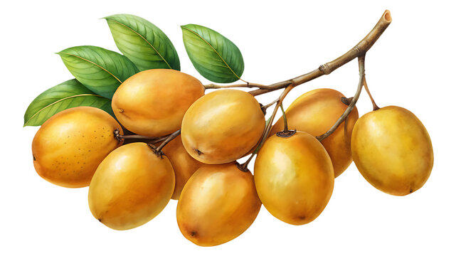 Branch of Imbu Fruit showcasing their golden yellow colors and vibrant green leaves