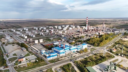 Pancevo, Serbia - 10 10 2025: Aerial shots of NIS oil refinery © Aleksandar