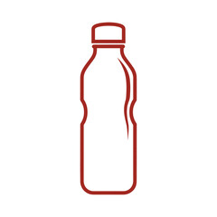 Red outline of a plastic water bottle on a white background drink container
