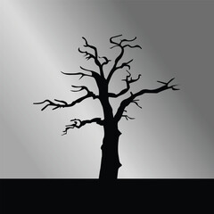 Old tree silhouette vector.