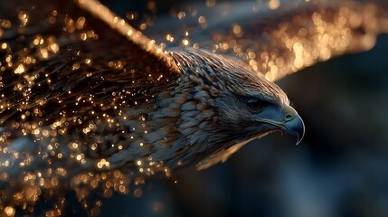 Majestic Eagle in Flight with Sparkling Light Effects