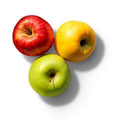 Close up shot of a red yellow and green apple against a black background view on transparent background