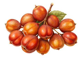 Obraz premium Watercolor Painting Depicting a Cluster of Exotic Fruits on a Stem