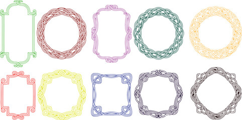 Decorative Red Frame with Swirl Details Vintage Ornament Retro Border Template Illustration