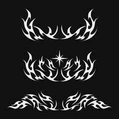 Abstract neo tribal element. Set of neo tribal shape. Aesthetic y2k cyber gothic style. Vector illustration.