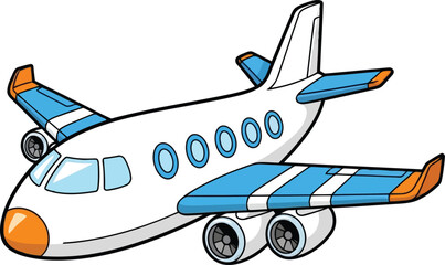 Whimsical cartoon airplane flying high joyful travel adventure vector