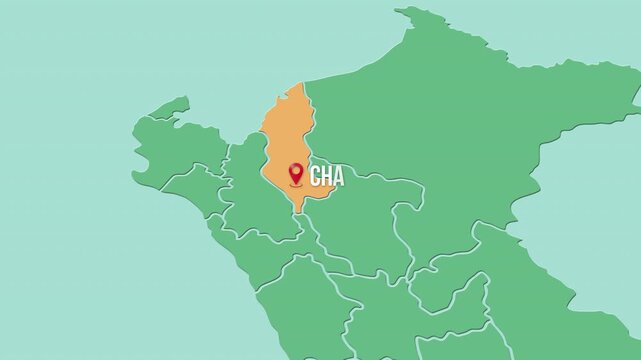 Mapa de Per&uacute; con divisi&oacute;n pol&iacute;tica resaltando el departamento de Amazonas con su capital Chachapoyas