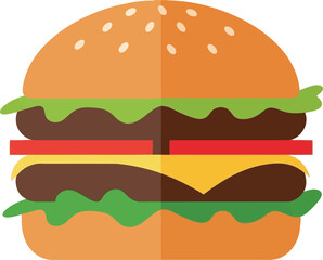 Juicy double cheeseburger flat design fast food icon vector