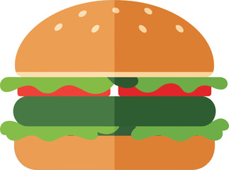 Vibrant flat design cheeseburger vector food illustration vector