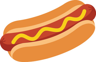 Juicy hot dog with mustard fast food delicious snack vector