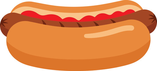 Classic hot dog with ketchup mustard fast food snack vector