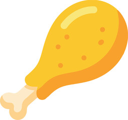 Crispy fried chicken leg drumstick cartoon food icon isolated vector
