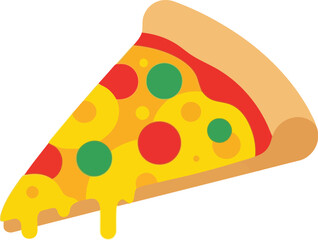 Delicious pepperoni pizza slice dripping cheese isolated vector illustration vector