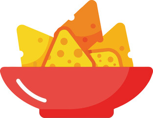 Crispy tortilla chips in red bowl snack appetizer food illustration vector
