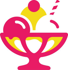 Vibrant ice cream sundae flat icon sweet treat dessert vector art vector