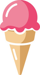 Delicious strawberry ice cream cone refreshing summer treat vector