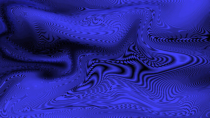Abstract blue glitch texture with distorted patterns and organic forms evoking digital noise and retro tech aesthetics