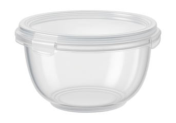Clear plastic bowl with a sealing lid, perfect for packing lunch for work.