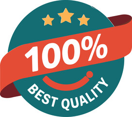 100% Best Quality Guarantee Badge with Stars and Ribbon