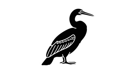 Obraz premium Black cormorant bird standing in a simple silhouette style.