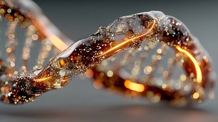Glowing DNA Double Helix with Sparkling Particles and Light Effects