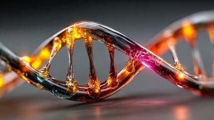 Colorful DNA Molecule Structure with Glowing Elements in Detail