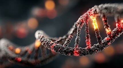 Close-Up View of Colorful DNA Helix with Blurred Background Effects