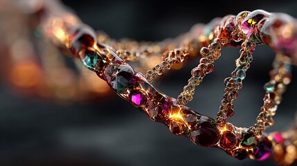 Colorful Abstract DNA Helix with Gems and Sparkling Elements