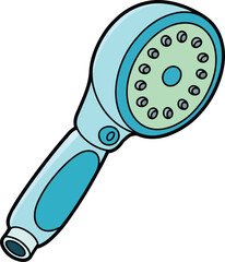 Cartoon Shower Head Illustration for Bathroom and Hygiene