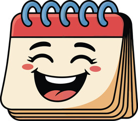Happy Laughing Cartoon Calendar Mascot Illustration for Scheduling
