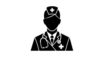 Doctor Icon Silhouette for Medical and Healthcare Concepts.