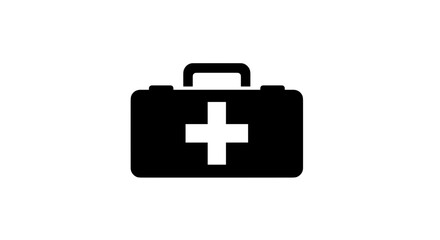 First Aid Kit Icon Black and White Simple Design 1.