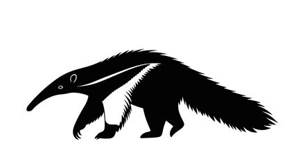 Giant Anteater Silhouette Isolated on White Background.