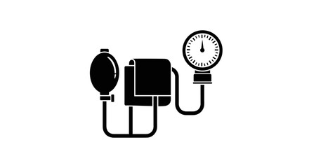 Medical sphygmomanometer icon for measuring blood pressure.
